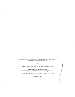 Sen, Pranab Kumar and Saleh, A.K.Ms. Ehsanes; (1987).Some Recent Developments in Nonparametric and Robust Shrinkage Estimation Theory."