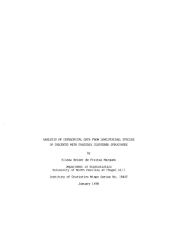 Marques, Eliana Heiser de Freitas; (1988).Analysis of Categorical Data from Longitudinal Studies of Subjects with Possibly Clustered Struactures."