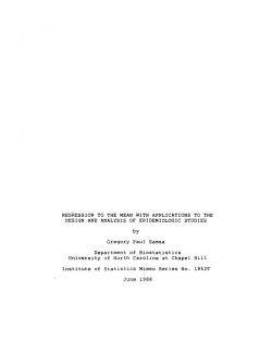 Samsa, Gregory Paul; (1988).Regression to the Mean with Alpplications to the Design and Analysis of Epidemiologic Studies."