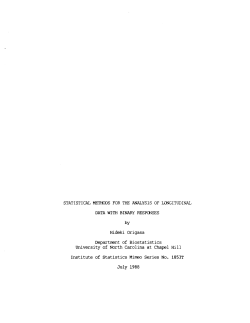Origasa, Hidecki; (1988).Statistical Methods for the Analysis of Longitudinal Data with Binary Responses."