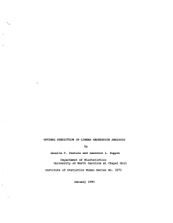 Pantula, Janella F. and Kupper, Lawrence L.; (1990).Optimal Prediction in Linear Regression Analysis."