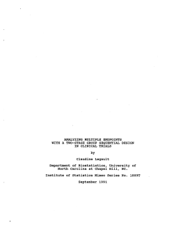Legault, Claudine; (1991).Analyzing Multiple Endpoints with a Two-Stage Group Sequential Deisgn in Clinical Trials."