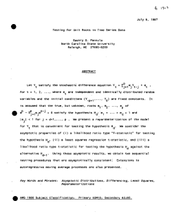 Pantula, Sastry; (1987).Testing for Unit Roots in Time Series Data."