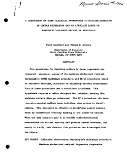 Kianifard, Farid, and W. SwallowA comparison of some classical approaches to outlier detection in linear regression and an approach based on adaptively-ordered recursive residuals"