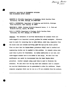 Pollock, K. H., S. R. Winterstein, C.M. Bunck, P.D. CurtisSurvival analysis in telemetry studies: the staggered entry design"