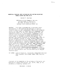Burnham, Kenneth P.; (1988)Numerical survival rate estimation for capture-recapture models using SAS PROC NLIN."