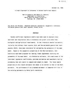 Gumpertz, Marcia and Sastry Pantula; (1988). "A simple approach to inference in random coefficient models."