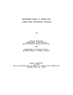 Stefanski, L.A.; (1989)Measurement errors in generalized linear model explanatory variables."
