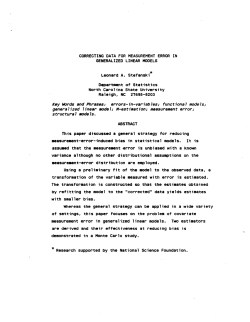 Stefanski, L. A.; (1988)Correcting data for measurement error in generalized linear models."