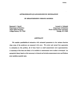 Carroll, Raymond J. and Leonard A. StefanskiApproximate quasilikelihood estimation in measurement error models"