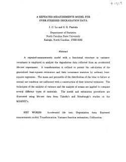 Lu, J. C. and S. G. PantulaA repeated-measurements model for over-stressed degradation data"