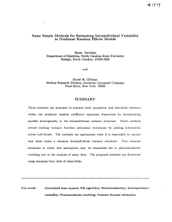 Davidian, Marie Giltinan, David. (1990)Some Simple Methods for Estimating Intraindividual Variability in Nonlinear Random Effects Models"