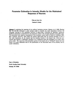 Liu Chia-yee, J., Smith, Charles, EParameter estimation intensity models for the maintained responses of neurons."