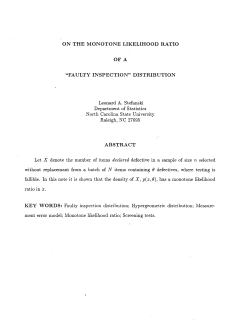 Stefanski, Leonard AOn The Monotone Likelihood Ratio of Faulty Inspection" Distribution"