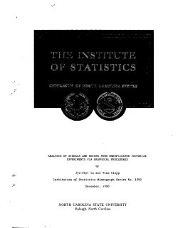Lu, J. C. and Clapp, Tim; (1990)Analysis of Signals and Noises from Unreplicated Factorial Experiments via Graphical Procedures."