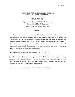 Sen, Pranab KumaStatistical Functions, Stopping Times and Asymptotic Minimum Risk Property"