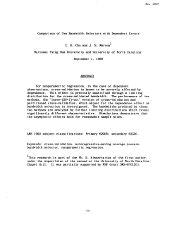 Chu, C.K. and Marron, J.S.; (1989)."Comparison of Two Bandwidth Selectors with Dependent Errors."