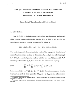 Csorgo, Sandor, Haeusler, Erich, and Mason, David MThe Quantile-Transform-Empirical-Process Approach to Limit Theorems for Sums of Order Statistics"