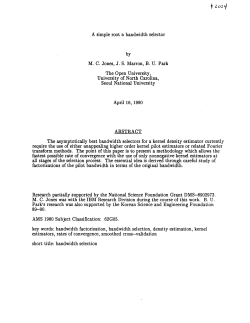 Jones, M.C., Marron, J.S. and Park, B.U.; (1990).A Simple Root n Bandwidth Selector."