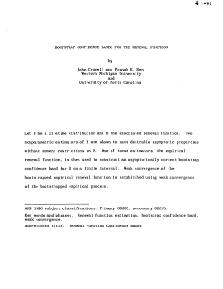 Crowell, John and Sen, Pranab KBootstrap Confidence Bands for the Renewal Function"