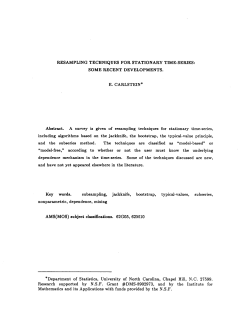 Carlstein, E.; (1990).Resampling Techniques for Stationary Time-Series: Some Recent Developments."