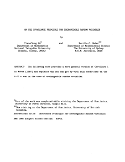 Hu, Tien-Chung and Weber, Neville C.; (1991).On the Invariance Principle for Exchangeable Random Variables."