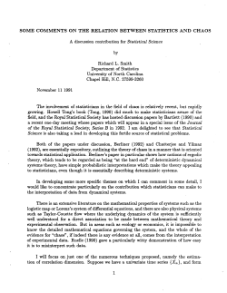 Smith, Richard L.; (1991).Some Comments on the Relation Between Statistics and Chaos."