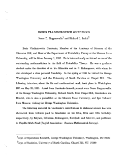 Singpurwalla, Nozer D. and Smith, Richard L.; (1991).Boris Vladimirovich Gnedenko."