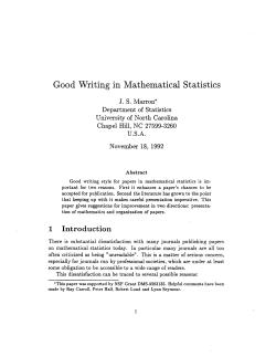 Marron, J.S.; (1992).Good Writing in Mathematical Statistics."