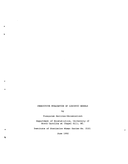 Seillier-Moisewitsch, Francois; (1992).Predictive Evaluation of Logistic Models."