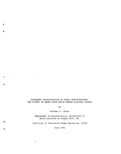 Thorn, Michael D.; (1992).Automated Classifiacation of Fatal Cardiovascular End Points in Large Scale Multi-Center Clinical Trials."