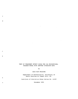 Meibohm, Anne Ruth; (1992).Test of Treatment Effect Using the Cox Proportional Hazards Model with Imputed Covariate Data."