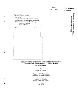 Davies, Glenn M.; (1994).Applications of Sample Survey Methodology to Repeated Measures Data Struactures in Dentistry."