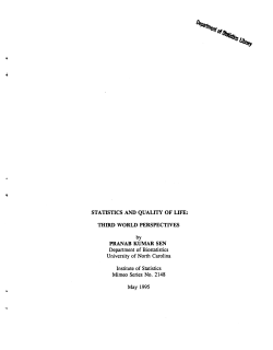 Sen, Pranab Kumar; (1995).Statistics and Quality of Life: Third World Perspectives."
