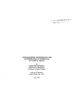 El-Moalem, Habib Elias; (1995).Nonparametric Methodology for Incorporation of Surrogate in Clinical Trials."