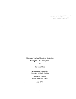 Chen, Pai-Lien; (1996). "Multistate Markove Models for Analyzing Incomplete Life History Data."