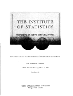 Gumpertz, M. L. and Brownie, C.; (1991)Repeated Measures in Randomized Block and Split Plot Experiments."