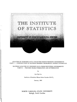 Lu, J.C.; (1992) "Analysis of Censored Data Collected From Screening Experiments Part I - Construction of Bayesian Highest Probability Density Intervals/Bayesian Analysis of Censored Data from Industrial Experiments Part II - Process Characterization and Optimization."
