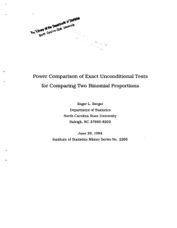 Berger, Roger L.; (1994). "Power comparison of Exact Unconditional Tests for Comparing Two Binomial Proportions."