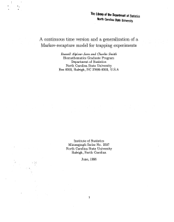 Alpizar-Jara, R., and Smith, C. (1998)A continuous time version and a generalization of a Markov-recapture model for trapping experiments."