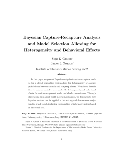 Ghosh, S. K. and Norris, J. (2004Bayesian Capture-Recapture Analysis Allowing for Heterogeneity Between Animals,"