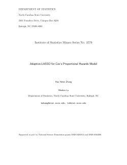 Zhang, H. H., and Lu, W. (2006)Adaptive-LASSO for Cox's Proportional Hazards Model,"