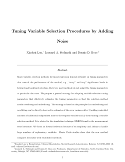 Luo X., Stefanski L. A., and Boos, D. D. (2005)Tuning Variable Selection Procedures by Adding Noise,"