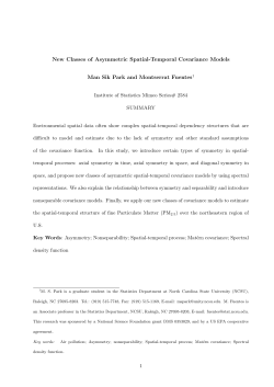 Park, M., Fuentes, M. (2006)New Classes of Asymmetric Spatial-Temporal Covariance Models,"
