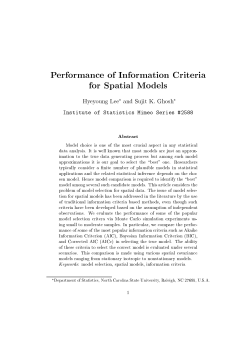 Lee, H., and Ghosh, S. K. (2006)Performance of Information Criteria for Spatial Models,"