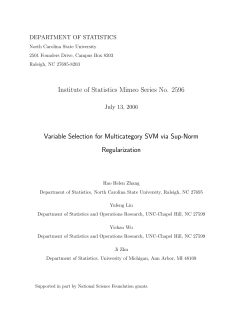 Zhang, H. H., Liu, Y., Wu, Y. and Zhu, J. (2006)Variable Selection for Multicategory SVM via Sup-Norm Regularization,"
