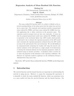 Liu, S., and Ghosh, S. K. (2008) "Regression Analysis of Mean Residual Life Function"