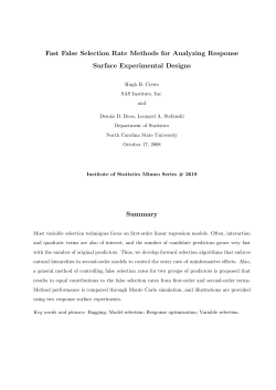 Crews, Hugh B., Boos, Dennis. D., Stefanski, L. A. (2008) "Fast False Selection Rate Methods for Analyzing Response Surface Experimental Designs"