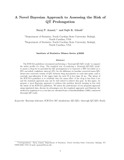 Anand, Suraj P. and Ghosh, Sujit K. (2008) "A Novel Bayesian Approach to Assessing the Risk of QT Prolongation"
