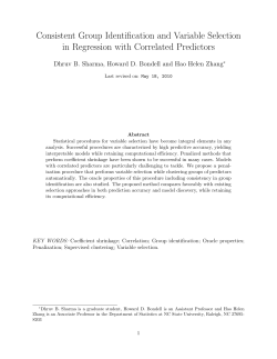 Dhruv B. Sharma, Howard D. Bondell, and Hao Helen Zhang (2010) "Consistent Group Identification and Variable Selection in Regression with Correlated Predictors"